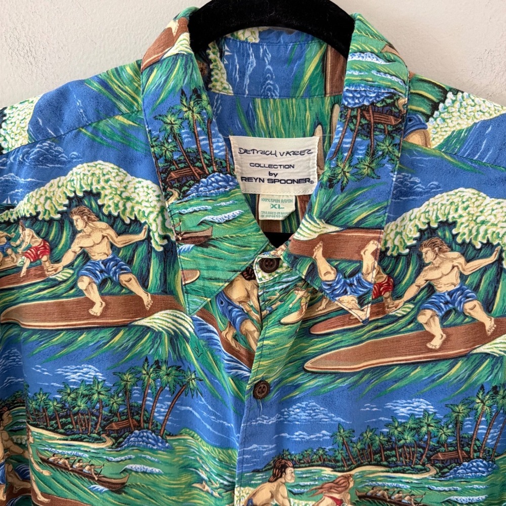 VTG Reyn Spooner Dietrich Varez Mens Sz XL‎ Hawaiian Surf Spun Rayon Aloha Shirt